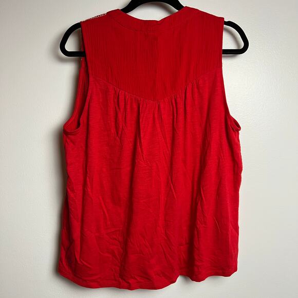 Knox Rose Women's Red Sleeveless Gauze Wide Strap Tank Top - Size Small - NWT - Picture 7 of 8